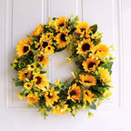 Artificial Sunflower Wreath with Rattan Base, 40 cm