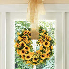 Artificial Sunflower Wreath with Rattan Base, 40 cm