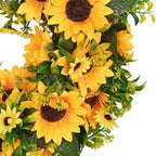 Artificial Sunflower Wreath with Rattan Base, 40 cm