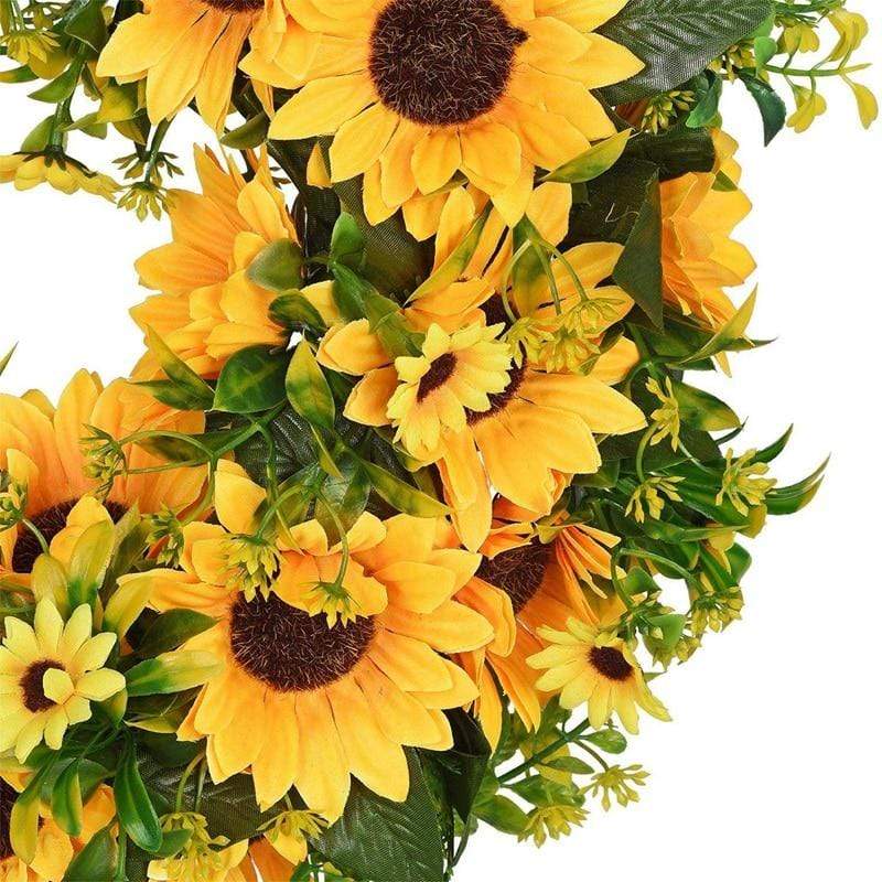 Artificial Sunflower Wreath with Rattan Base, 40 cm