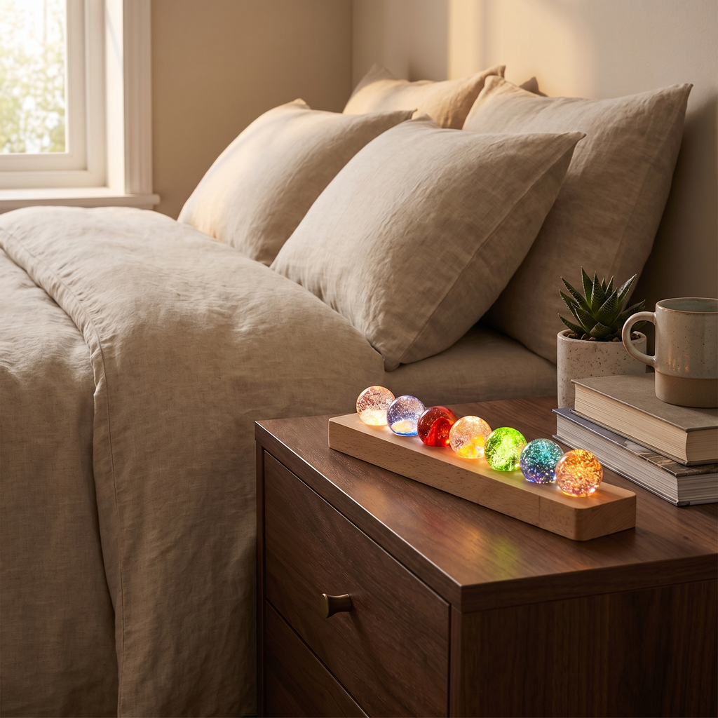 Galaxy Crystal Orb Lamp Set, Seven Orbs with USB Wood Base - product view 6