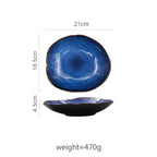Blue Glazed Ceramic Serving Dish