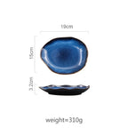 Blue Glazed Ceramic Serving Dish