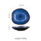 Blue Glazed Ceramic Serving Dish