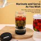 Glass Pickle Jar with Strainer and 2 Mini Forks