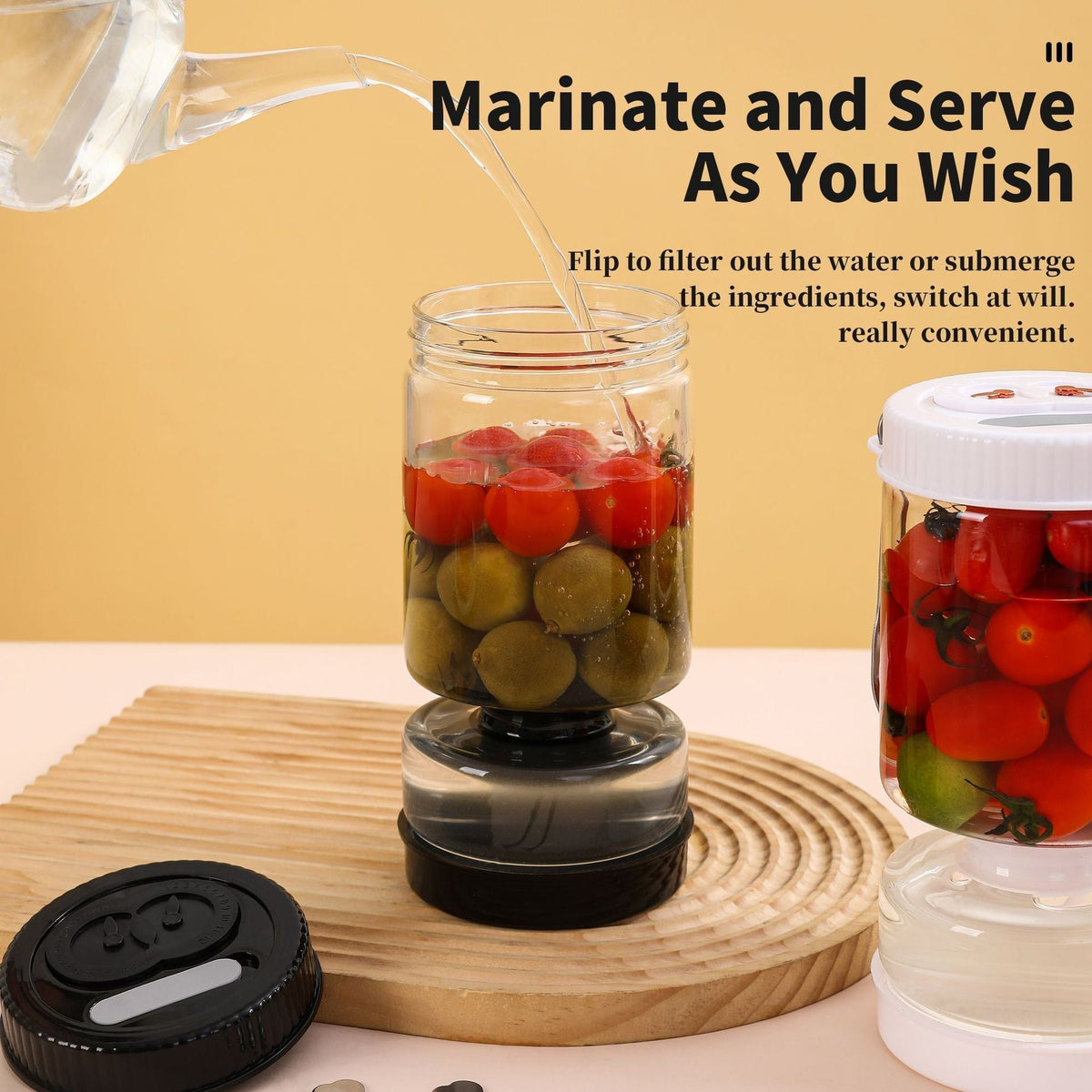 Glass Pickle Jar with Strainer and 2 Mini Forks
