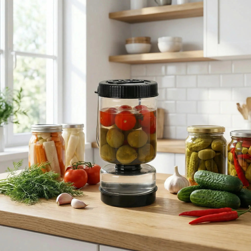 Glass Pickle Jar with Strainer and 2 Mini Forks