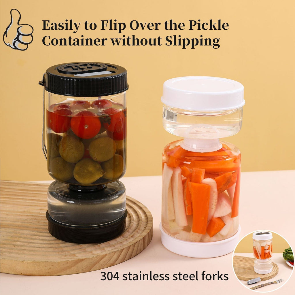 Glass Pickle Jar with Strainer and 2 Mini Forks