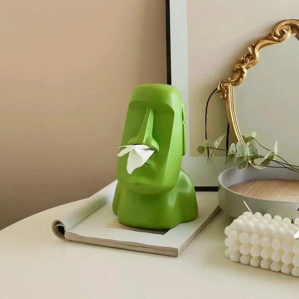 Moai Face Resin Tissue Box Cover