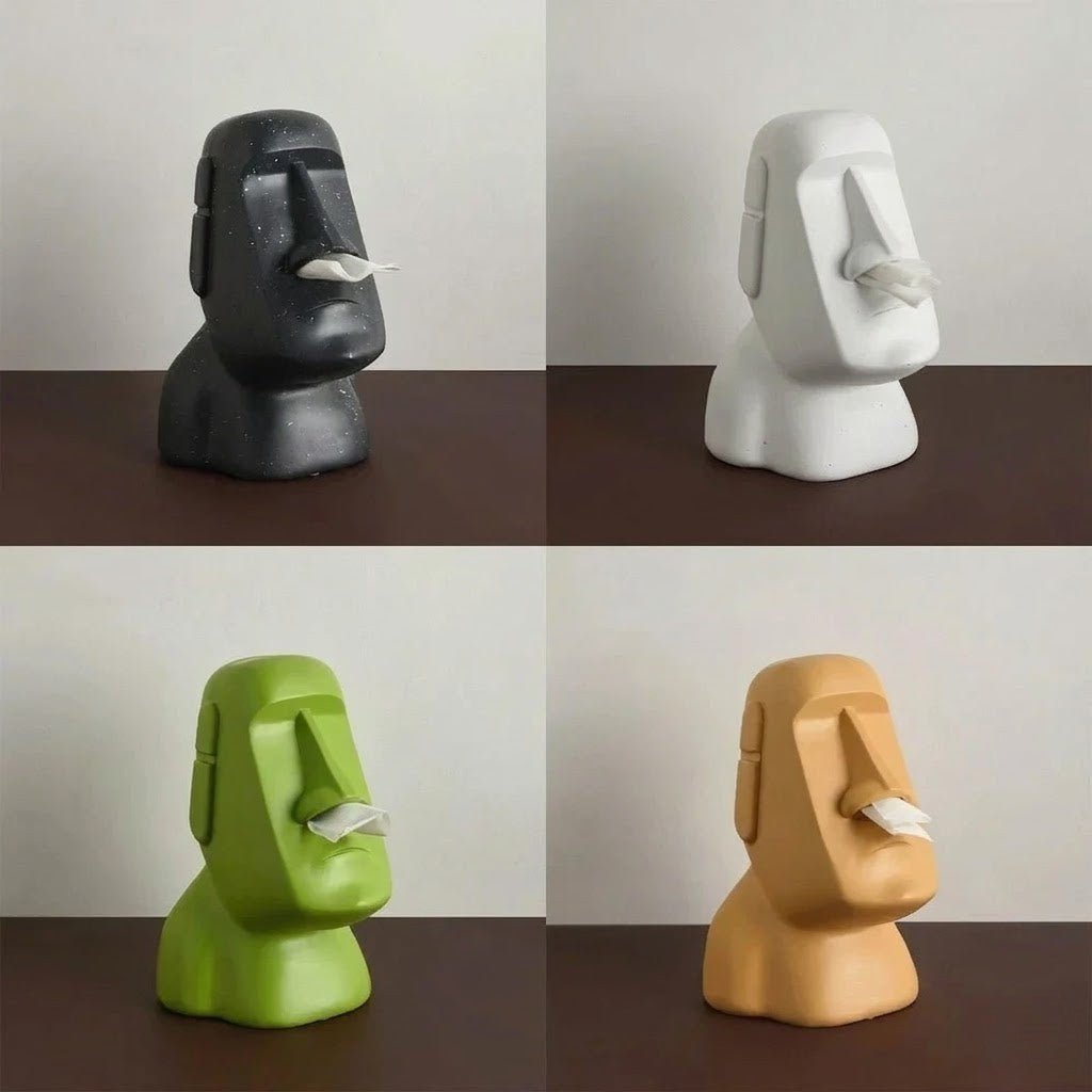 Moai Face Resin Tissue Box Cover