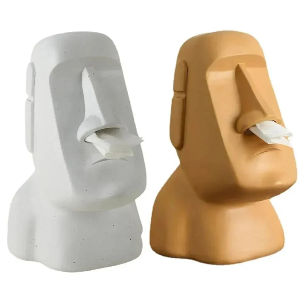 Moai Face Resin Tissue Box Cover