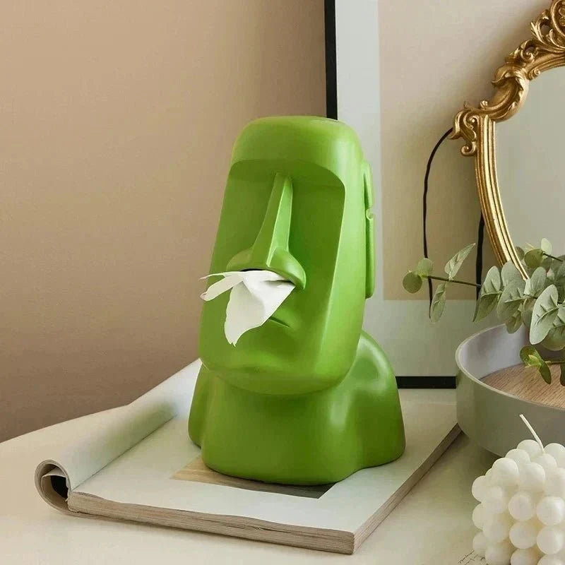 Moai Face Resin Tissue Box Cover