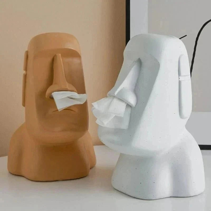 Moai Face Resin Tissue Box Cover