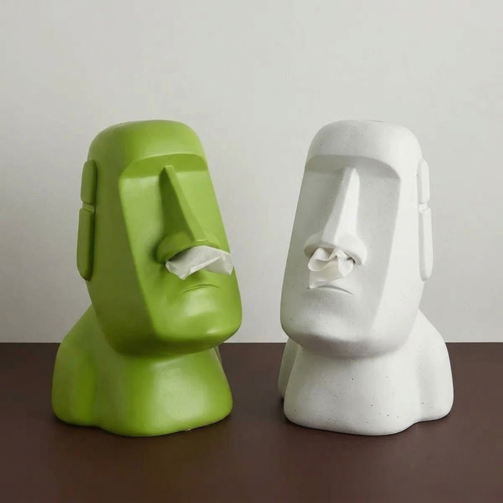 Moai Face Resin Tissue Box Cover