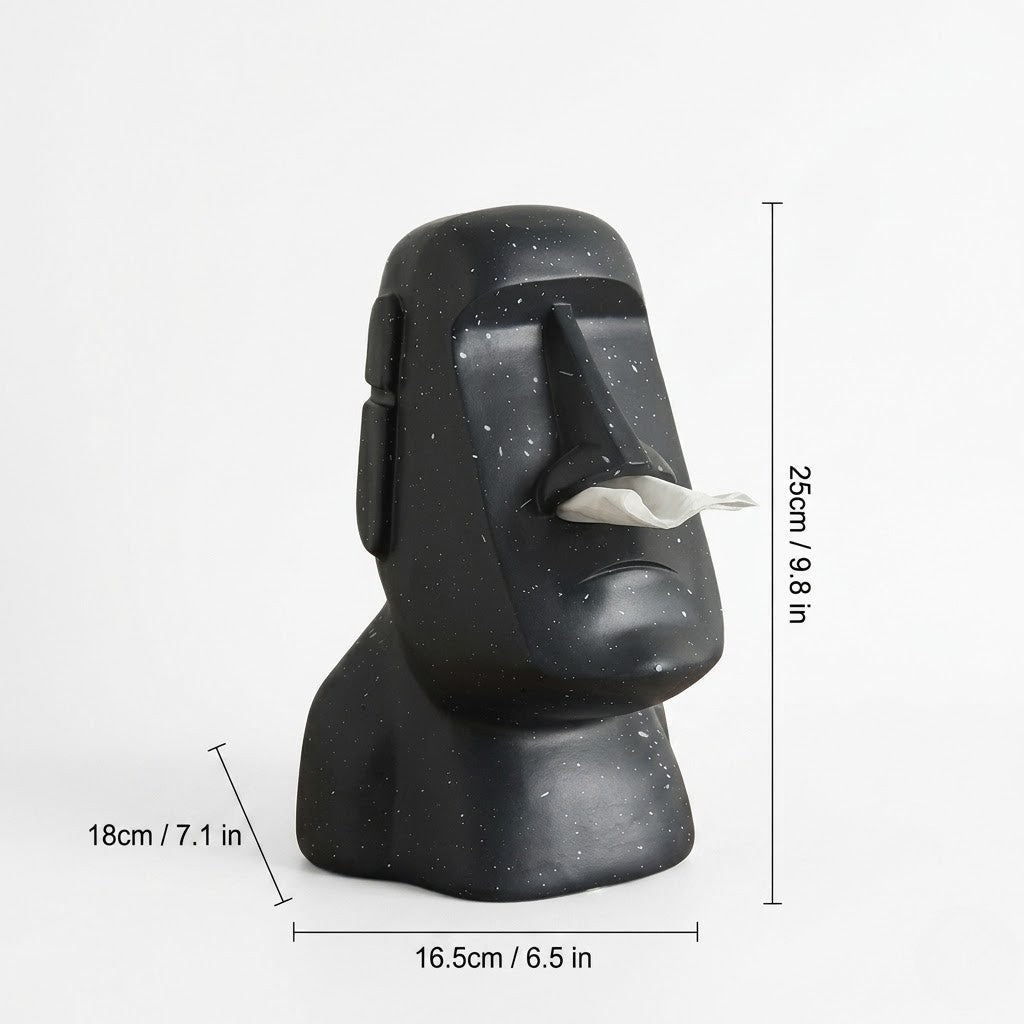Moai Face Resin Tissue Box Cover