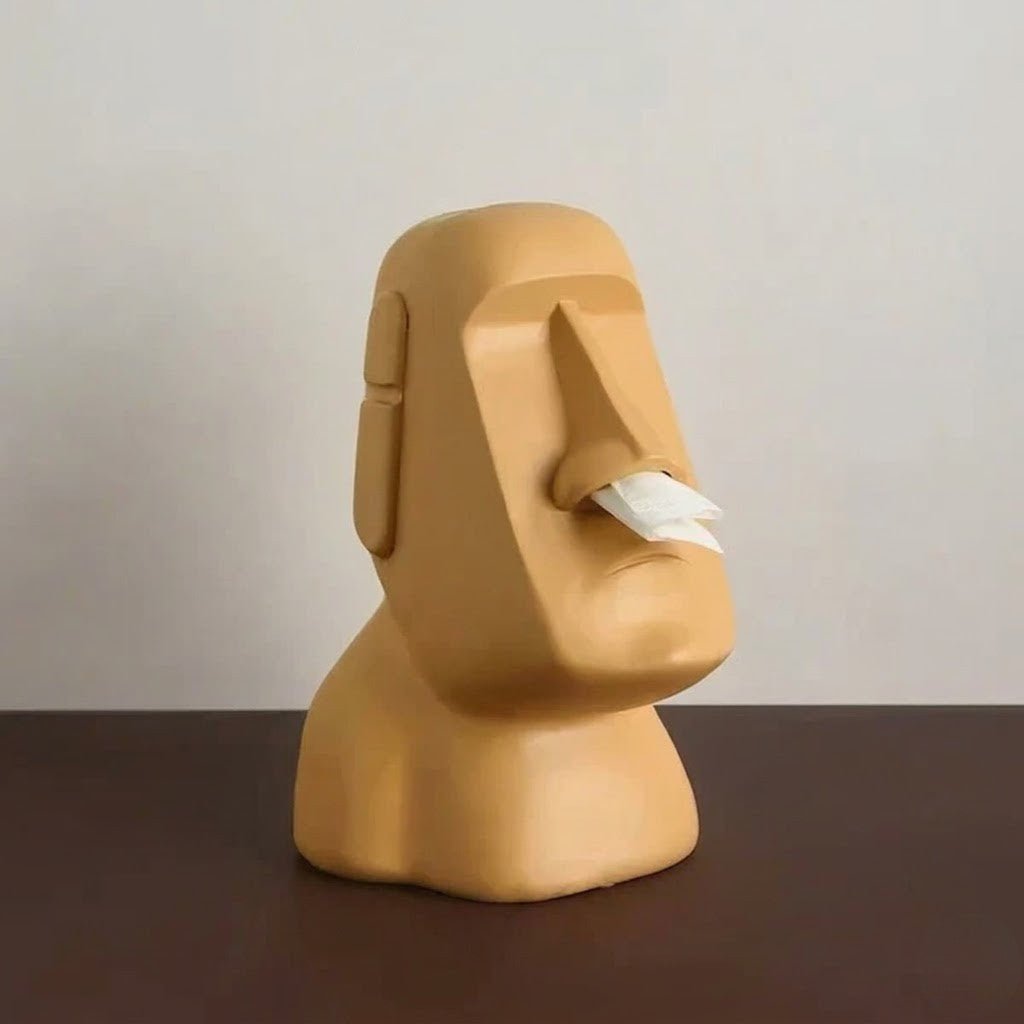 Moai Face Resin Tissue Box Cover