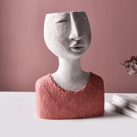 Sculptural Face Resin Plant Pot