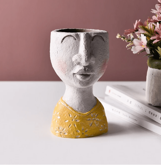 Sculptural Face Resin Plant Pot
