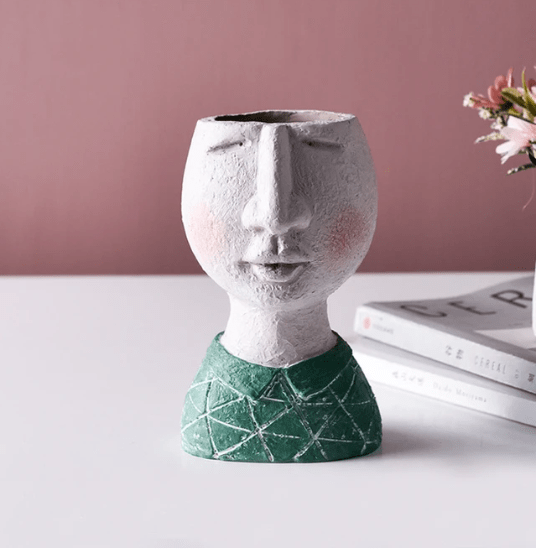 Sculptural Face Resin Plant Pot