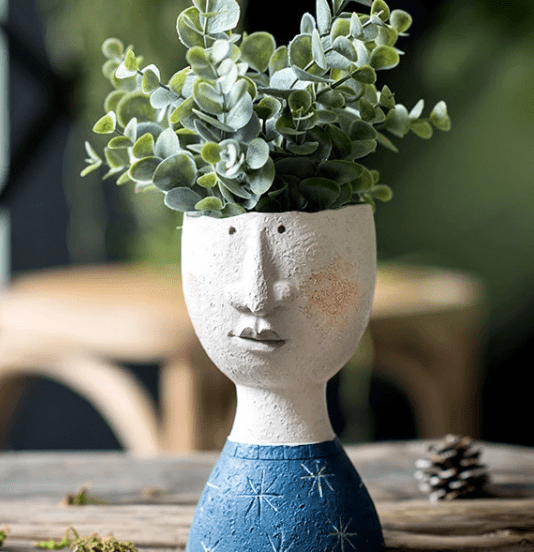 Sculptural Face Resin Plant Pot