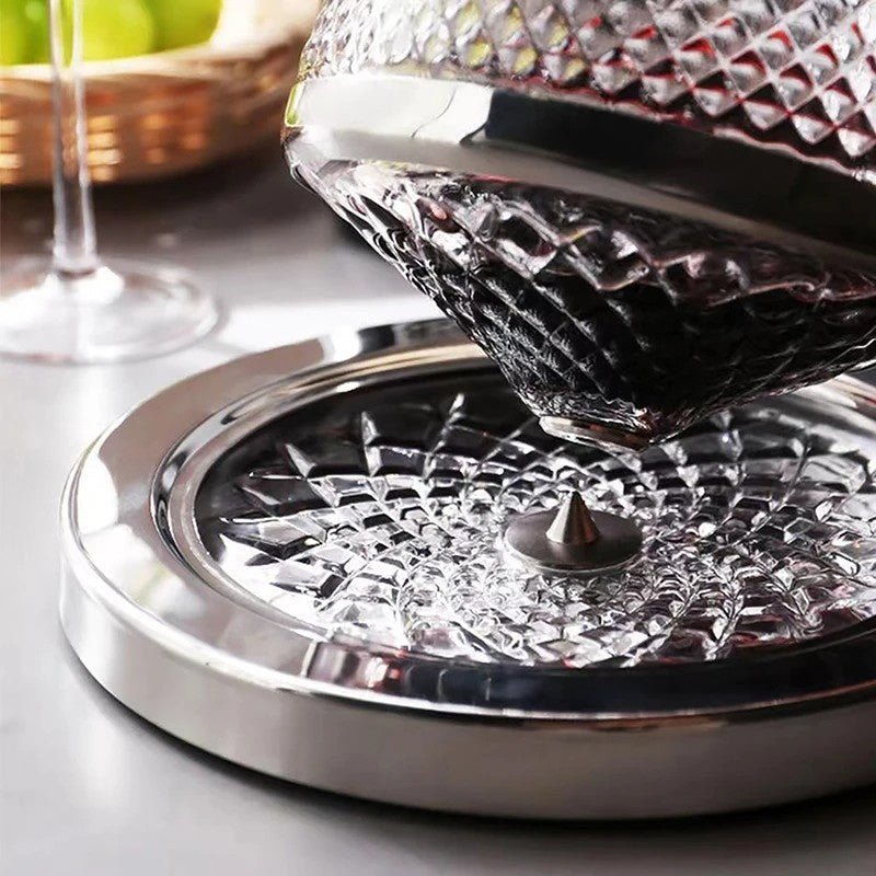Rotating Crystal Wine Decanter with Base, 1.5 L