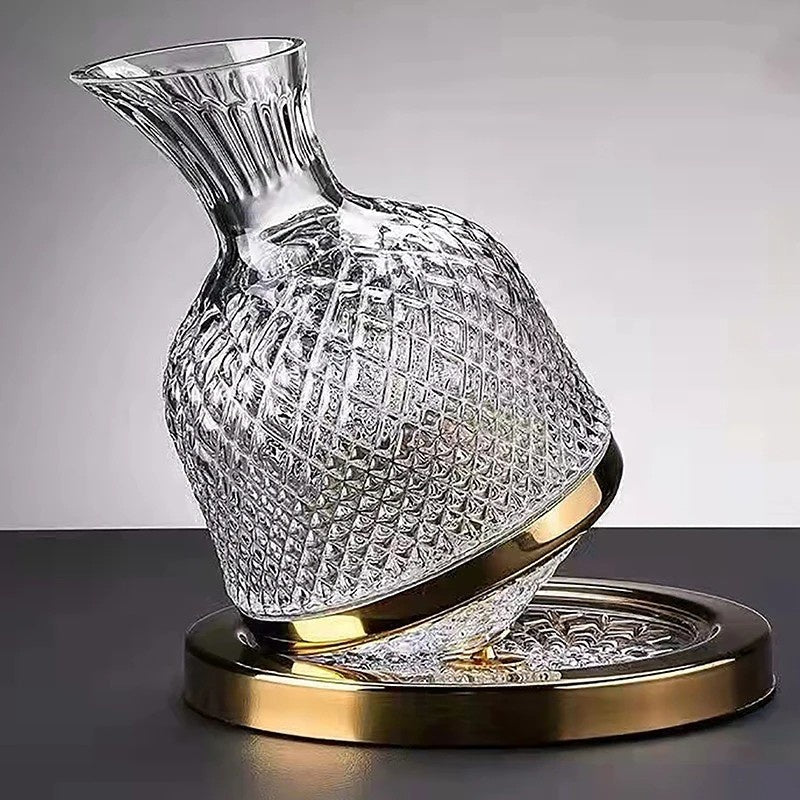 Rotating Crystal Wine Decanter with Base, 1.5 L