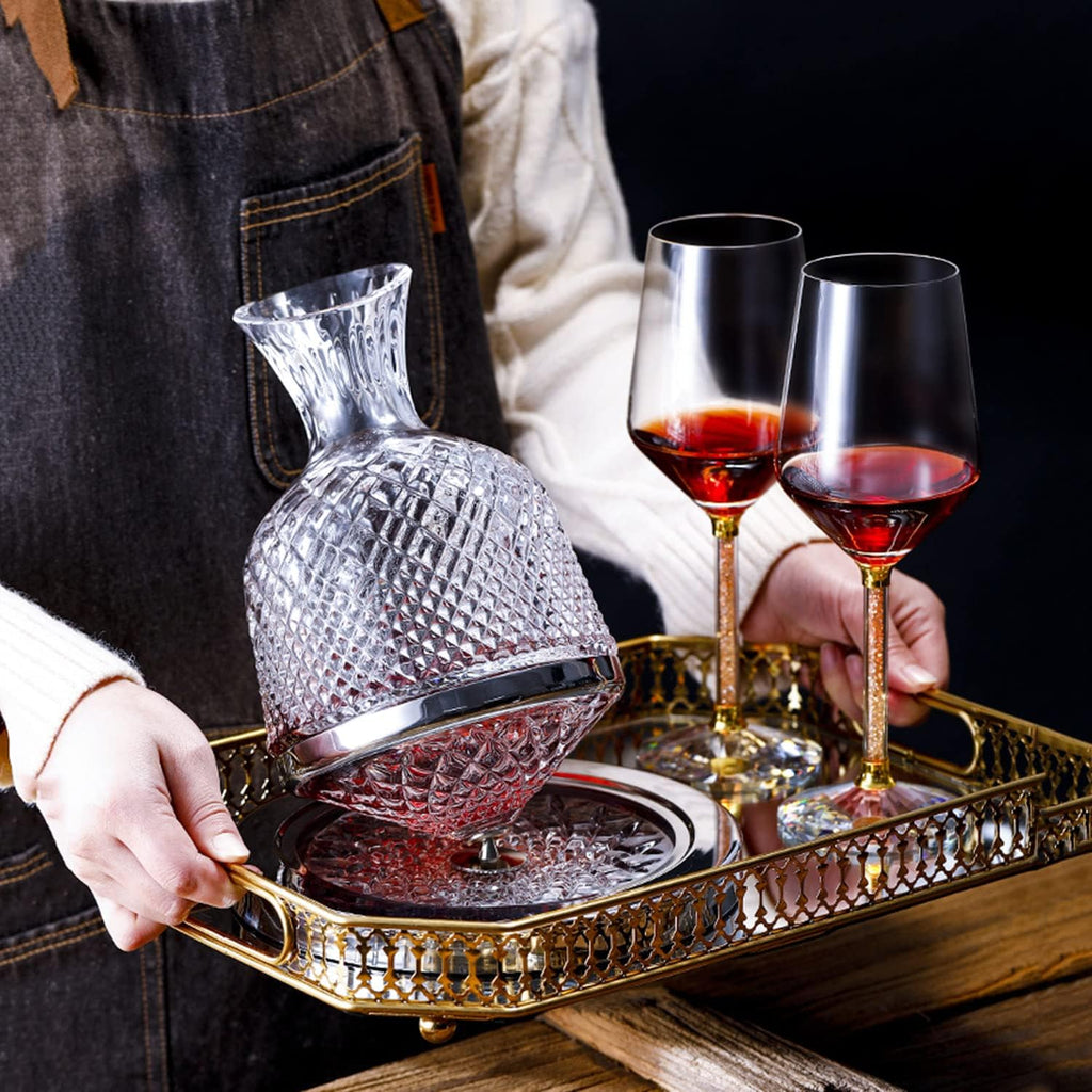 Rotating Crystal Wine Decanter with Base, 1.5 L