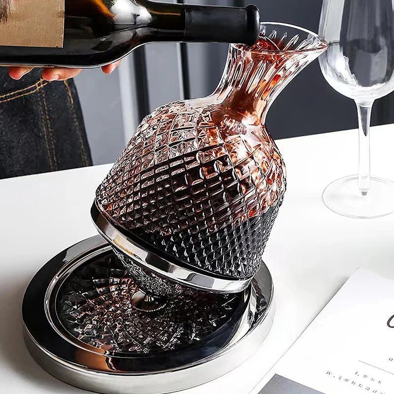 Rotating Crystal Wine Decanter with Base, 1.5 L