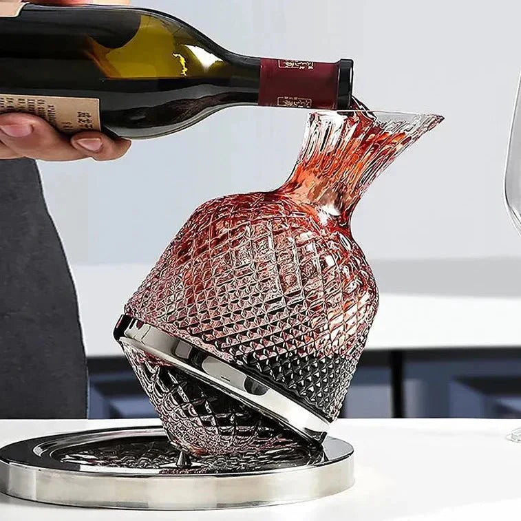 Rotating Crystal Wine Decanter with Base, 1.5 L