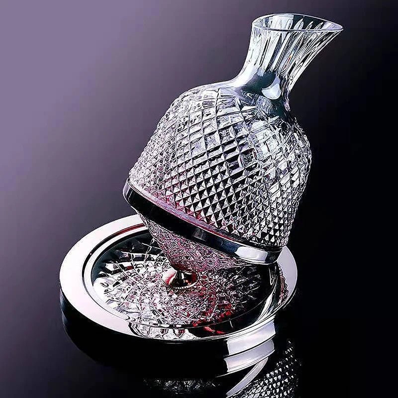 Rotating Crystal Wine Decanter with Base, 1.5 L