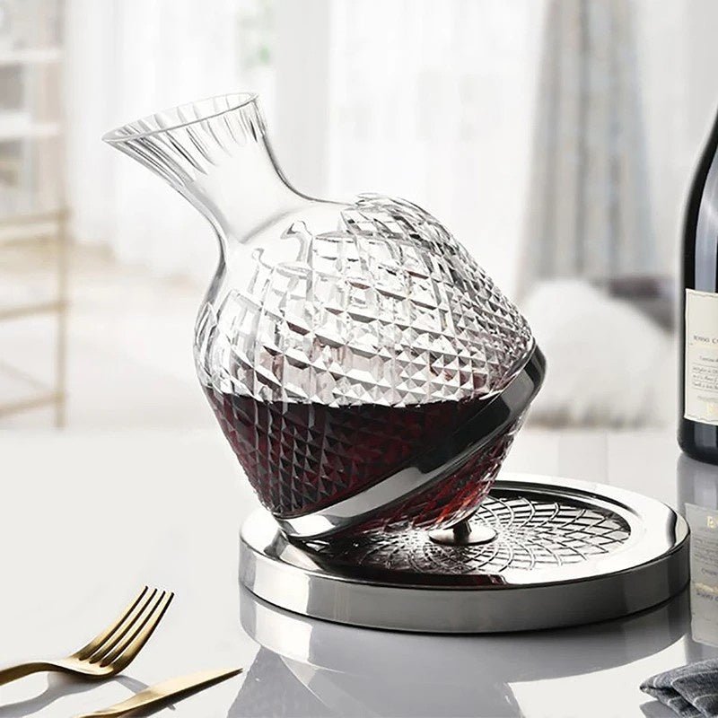 Rotating Crystal Wine Decanter with Base, 1.5 L
