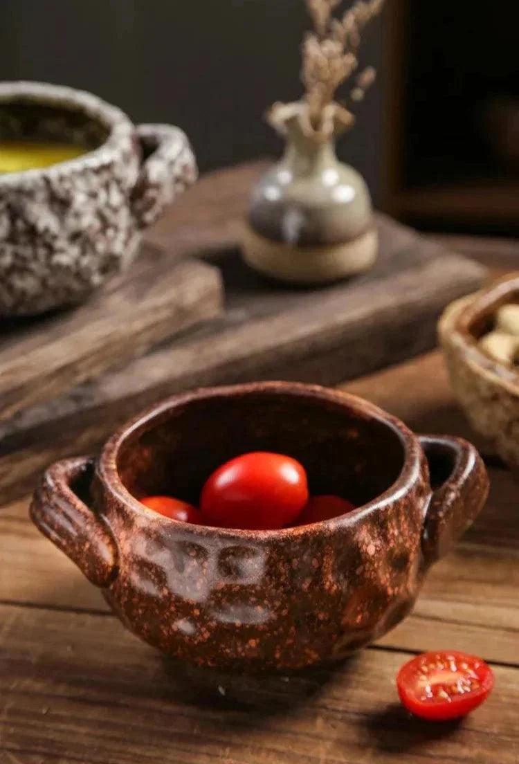 Glazed Stoneware Serving Bowl, 14 or 15 cm