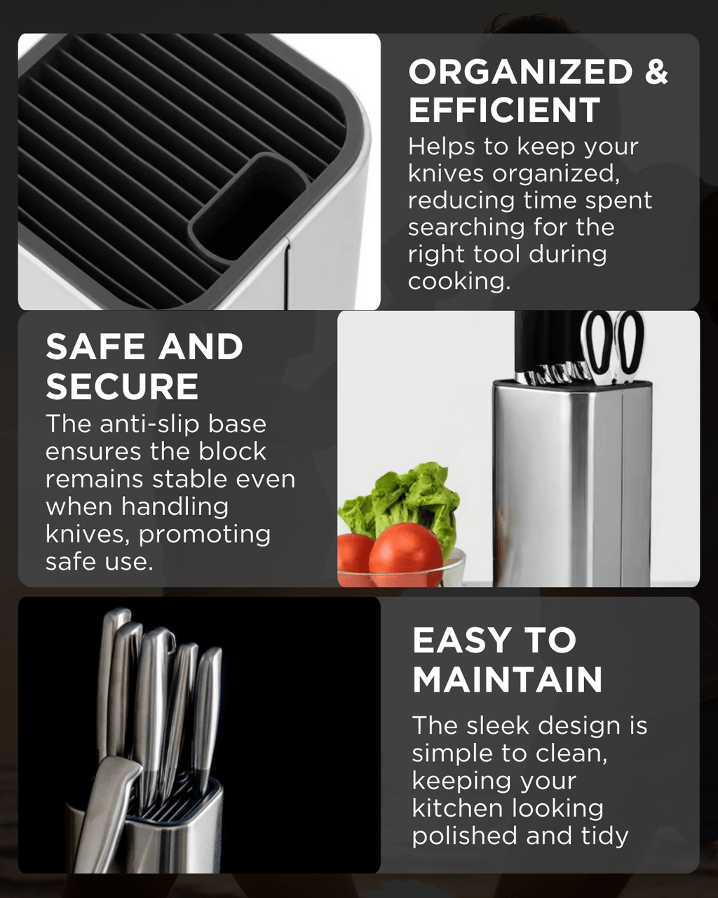 Stainless Steel Knife Storage Block