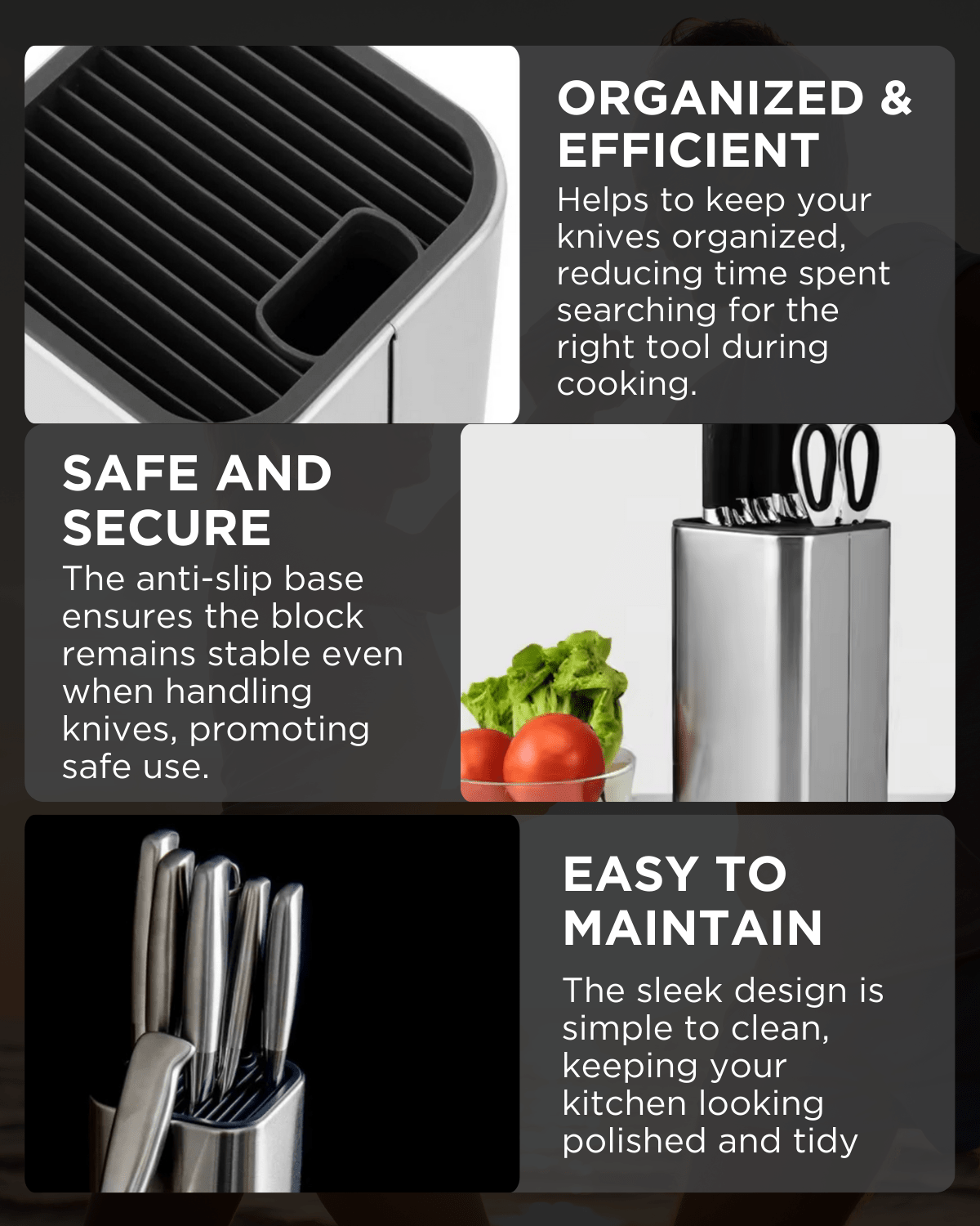 Stainless Steel Knife Storage Block