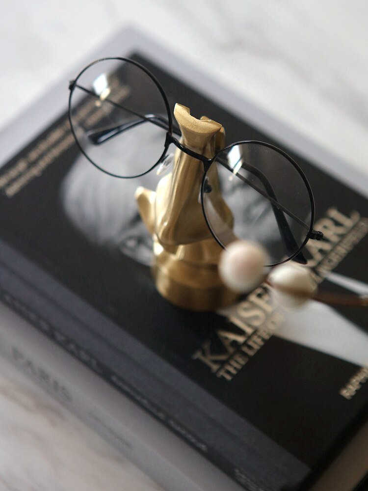 Gold Finish Metal Nose and Glasses Ornament, 12.5 cm