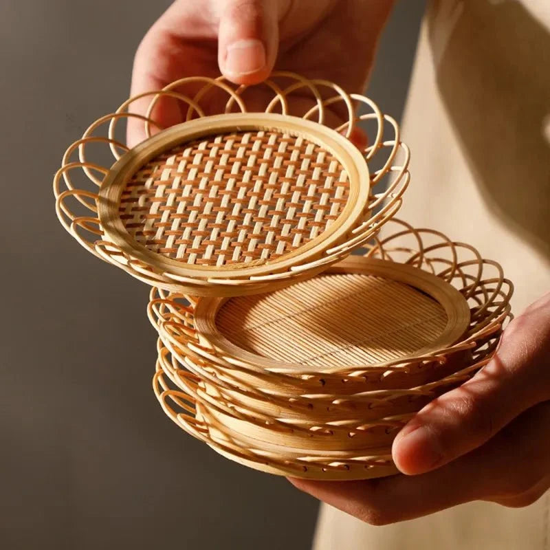 Woven Bamboo Drinks Coaster with PVC Backing