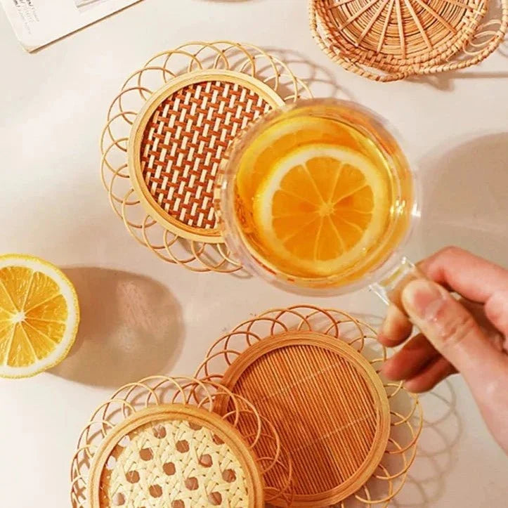 Woven Bamboo Drinks Coaster with PVC Backing