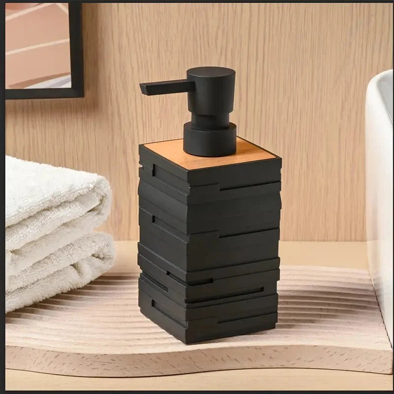 Matte Soap Dispenser with Wood Accent, 320 ml