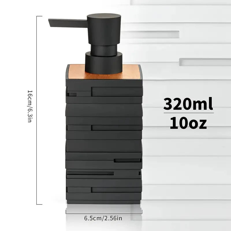 Matte Soap Dispenser with Wood Accent, 320 ml