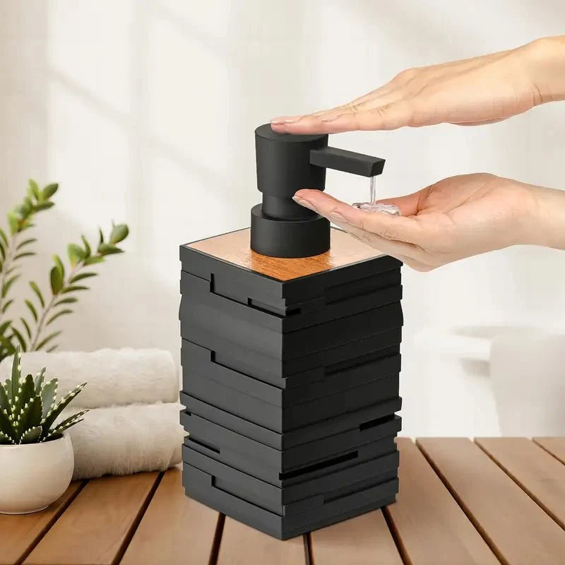 Matte Soap Dispenser with Wood Accent, 320 ml