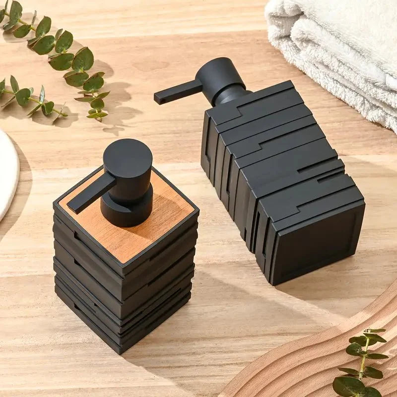 Matte Soap Dispenser with Wood Accent, 320 ml