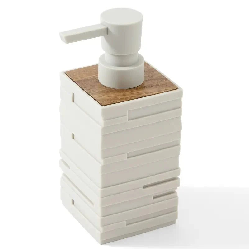Matte Soap Dispenser with Wood Accent, 320 ml