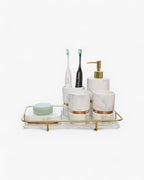 Marble Effect Ceramic Bathroom Accessories, 6 Pieces