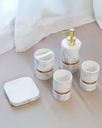 Marble Effect Ceramic Bathroom Accessories, 6 Pieces