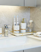 Marble Effect Ceramic Bathroom Accessories, 6 Pieces