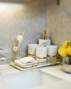 Marble Effect Ceramic Bathroom Accessories, 6 Pieces