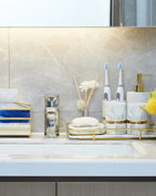 Marble Effect Ceramic Bathroom Accessories, 6 Pieces