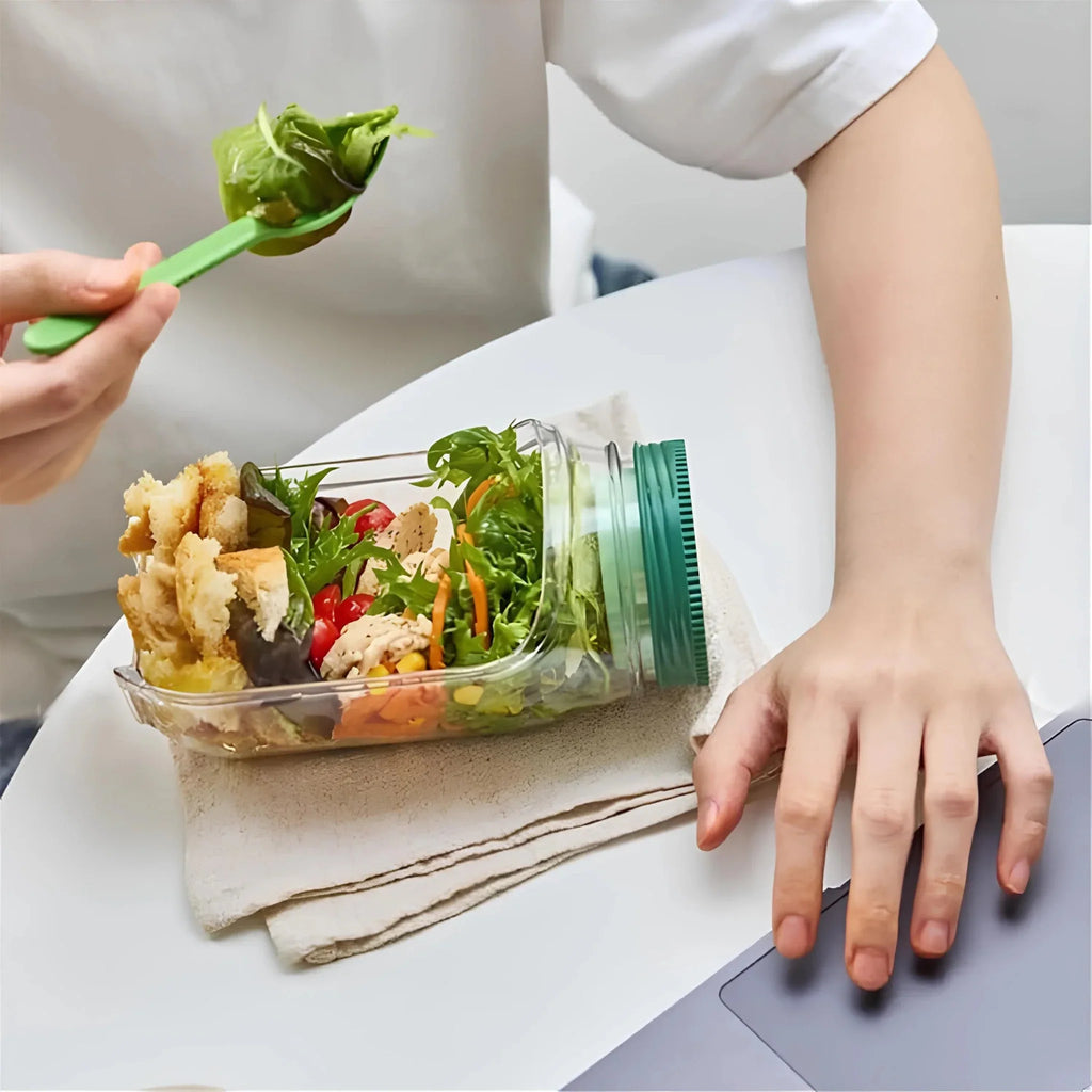 Glass Salad Jar with Separate Dressing Cup
