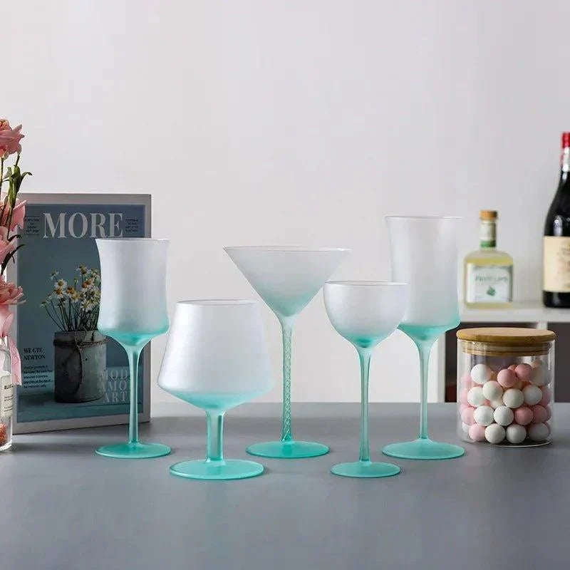 Frosted Colour Glass Cocktail Stemware