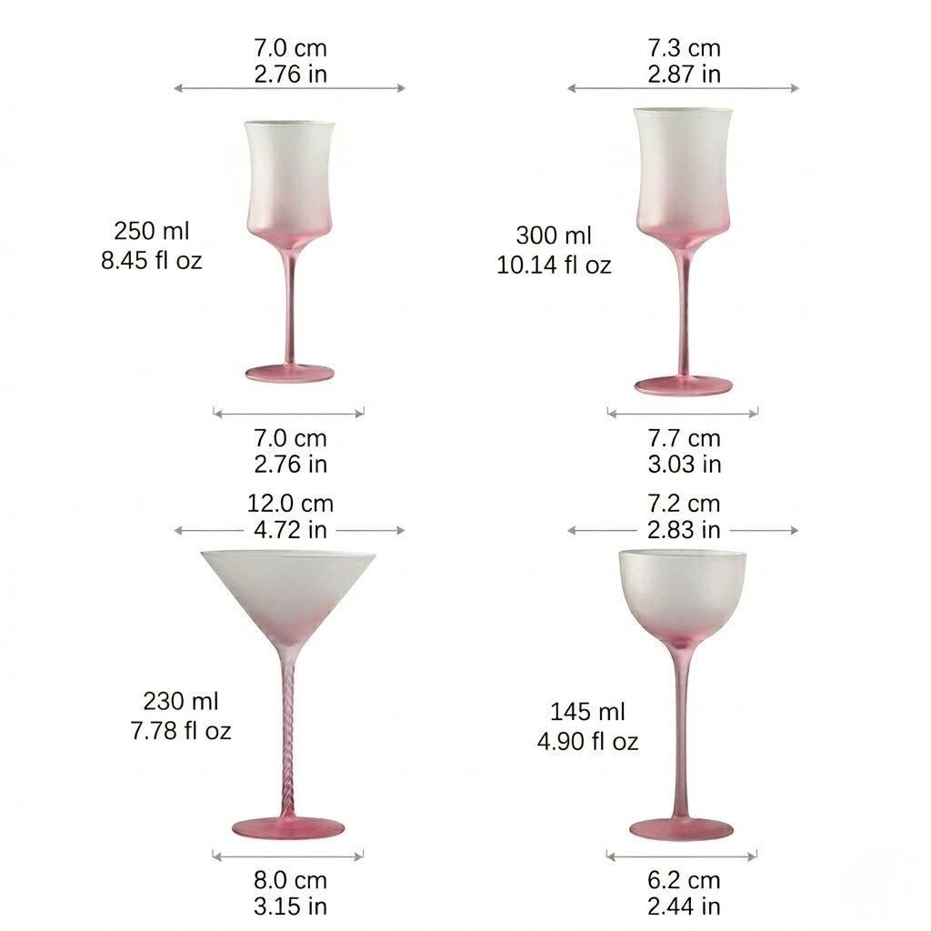 Frosted Colour Glass Cocktail Stemware
